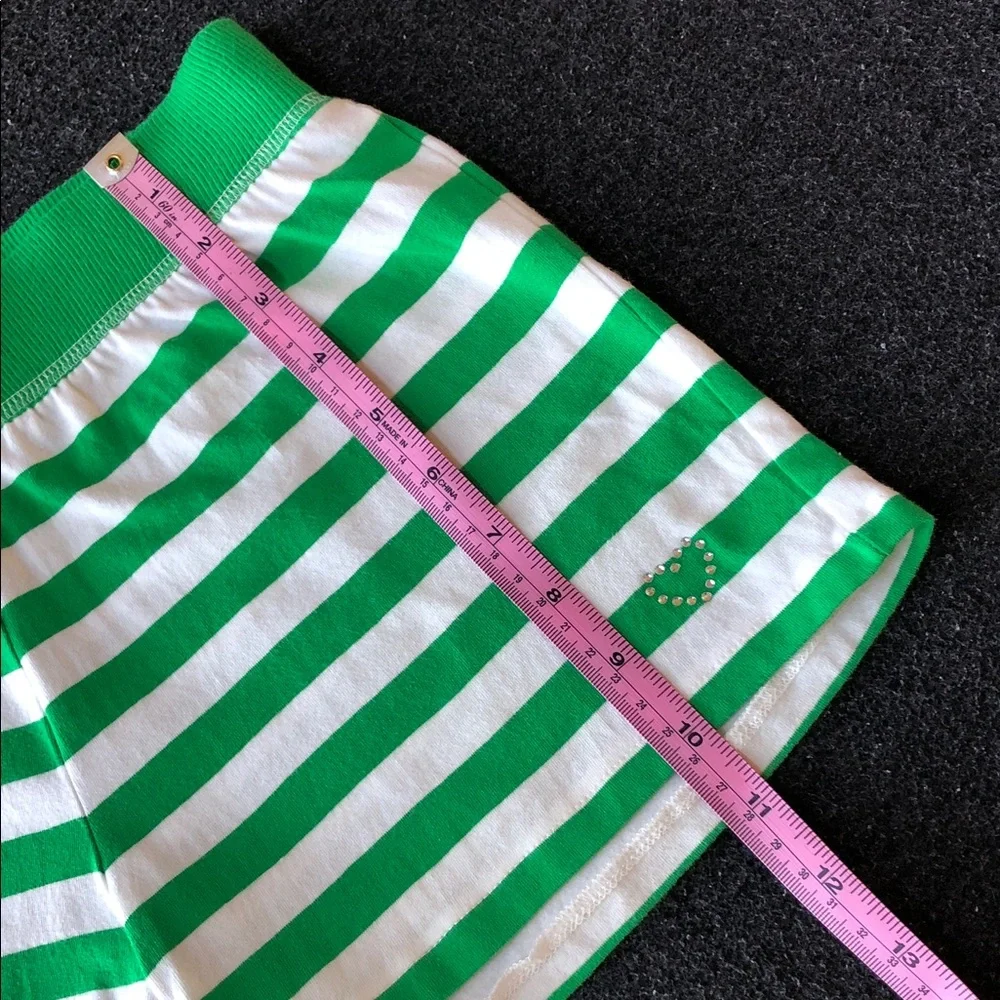 OshKosh B'gosh Cotton Blend Green and White Striped Kids Comfy Shorts Size 12
